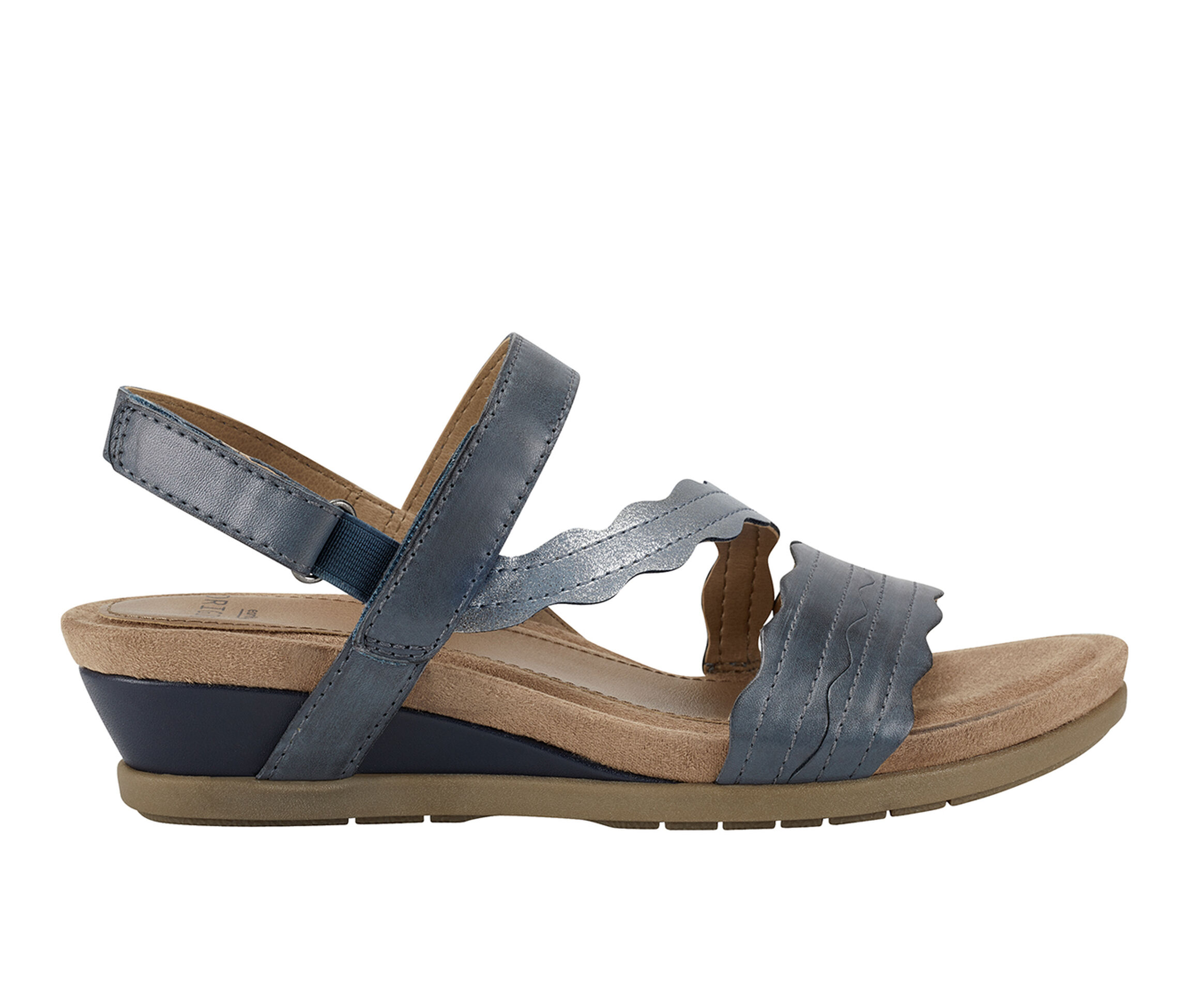 Get the Women's Earth Origins Poppy Wedge Sandals in Admiral Blue W Size  7.5 Wide from Shoe Carnival now | AccuWeather Shop
